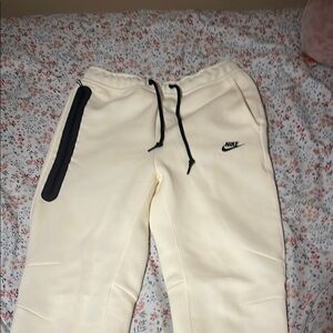 Nike Cream and Black Sweatpants with Tapered Ankles